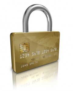 padlock with a chip credit card for the body