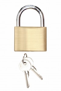 brass body padlock with two keys