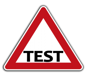A road sign reading "TEST"