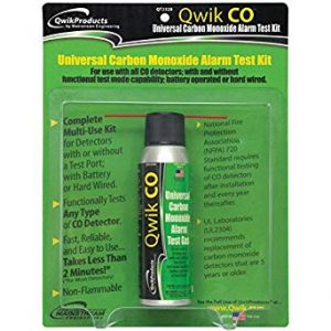 A Qwik CO Carbon monoxide alarm testing kit.