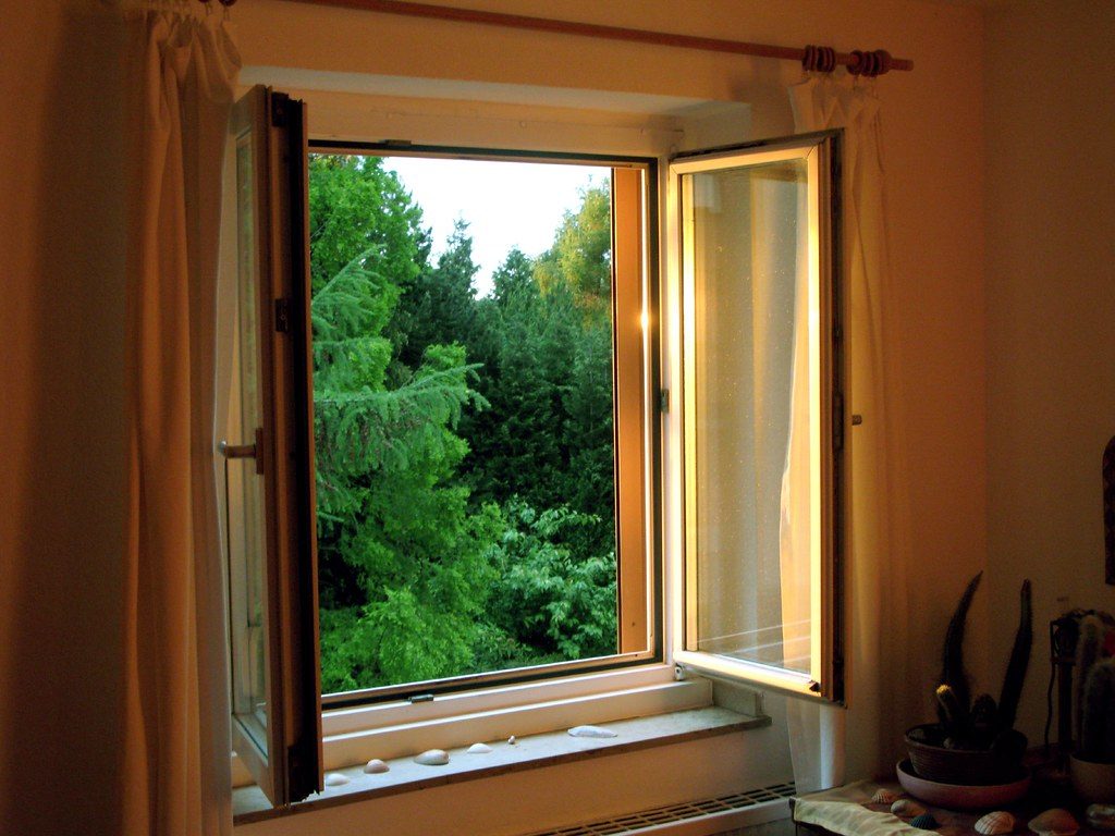 An open window in a home.
