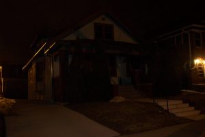 A house at night with no lights on