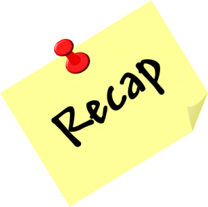 A sticky note with the word "Recap"
