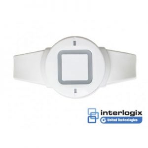 An Interlogix wireless panic wristband
