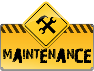A sign with a hammer and wrench reading "Maintenance"