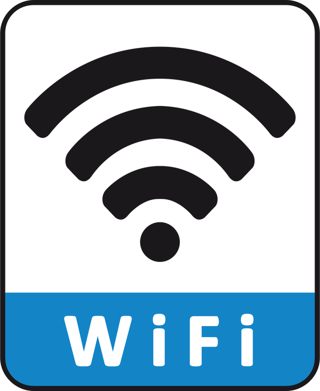 A Wifi logo with text reading "WiFi"