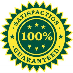 A sticker reading "Satisfaction Guaranteed"