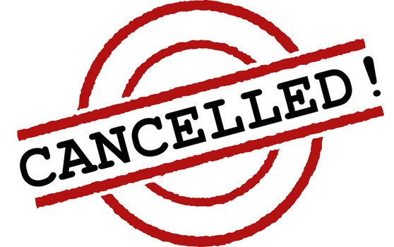 A sign reading "Canceled!"