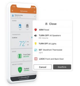 An Alarm.com app home screen