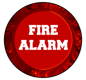 A red button reading "Fire Alarm"