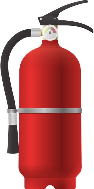 A red fire extinguisher