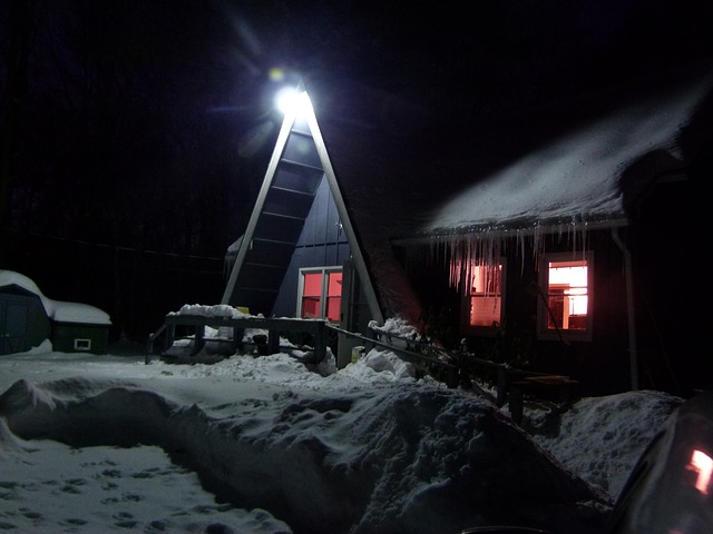 Cold House Snowfall Winter Night Christmas Snow