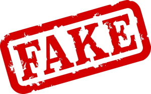 A clipart image reading "Fake" in read lettering