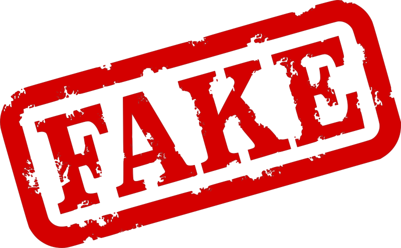 A clipart image reading "Fake" in read lettering
