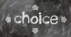 A chalkboard reading "Choices"